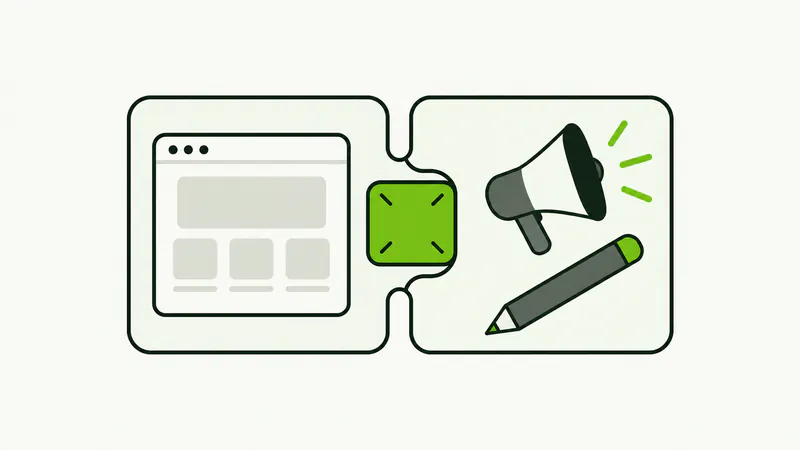 Due piani di lavoro uniscono sviluppo web e comunicazione.