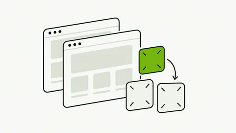 Pagine web composte da blocchi modulari, con un elemento pronto da inserire.