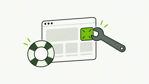 Una chiave e un salvagente accompagnano la riparazione di una pagina web.