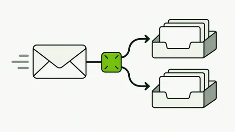 Una busta viene smistata automaticamente verso due raccoglitori.
