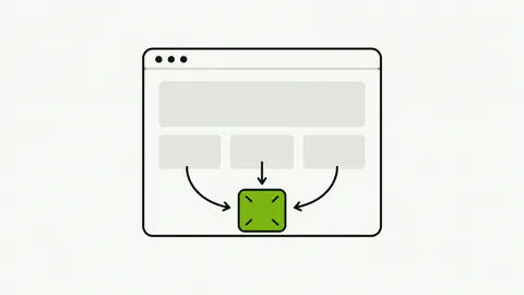 Tre percorsi convergono verso un unico pulsante su una pagina web.